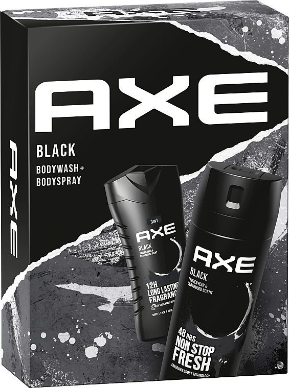 Set - Axe Black Body Wash + Body Spray Set (sh/gel/250ml + deo/150ml) — photo N1