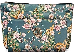 Fragrances, Perfumes, Cosmetics Makeup Bag - Gillian Jones 3-room Cosmetic Bag Green Flowerprint