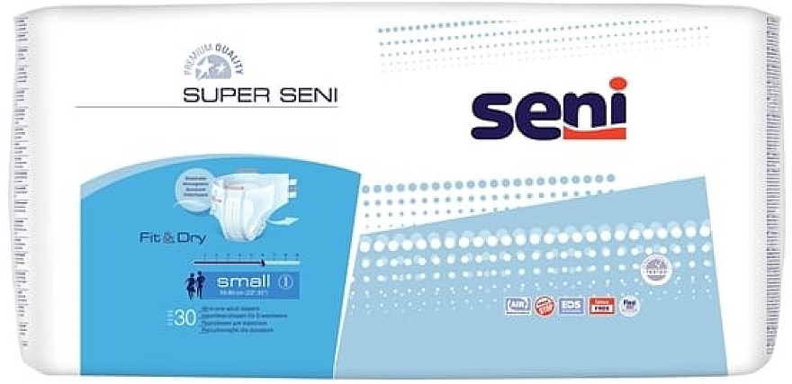 Adult Diapers, 55-80 cm - Seni Super Seni Small 1 Fit & Dry  — photo N2