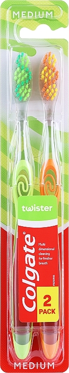 Colgate Twister Medium - Toothbrush Twister, medium, green+orange — photo N1