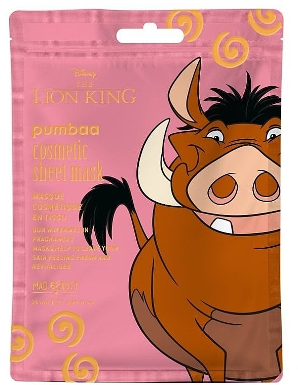 Watermelon Face Mask - Mad Beauty Disney The Lion King Pumbaa Cosmetic Sheet Mask — photo N1