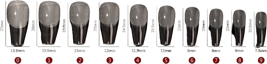 Nail Tips, acrylic, transparent, 504 pcs. - Reney Cosmetics Soft Gel Tips Medium Coffin RX-102 — photo N2