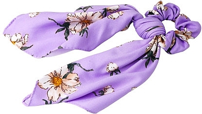 Scarf Scrunchie, lilac with floral print - Lolita Accessories — photo N1