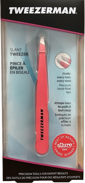 Tweezers, pink - Tweezerman Brows Slant Tweezer Geranium — photo N1