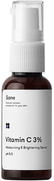 Vitamin C Face Serum - Sane Vitamic C 3% Moisturizing & Brightening Serum — photo N1