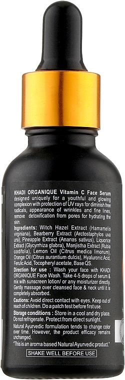 Natural Rejuvenating Face Serum with Vitamin C - Khadi Organique Vitamin C Facial Serum — photo N7