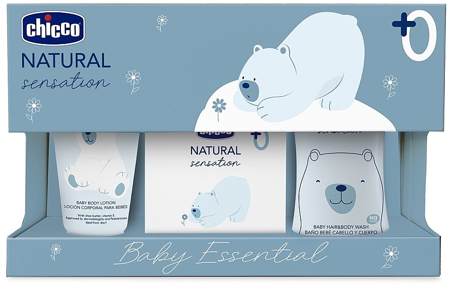 Set - Chicco Natural Sensation Baby Essential Set (b/wash/200ml + b/milk/150ml + edp/100ml) — photo N1