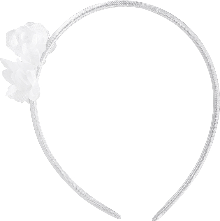 Decorative Hair Hoop, FA-5706, white, flowers - Donegal — photo N1