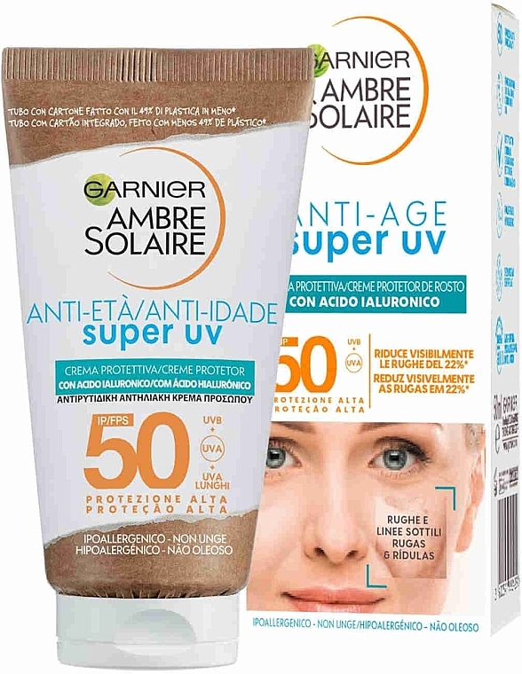 Hyaluronic Acid Sunscreen - Garnier Ambre Solaire Anti-Age Super UV SPF50 — photo N1