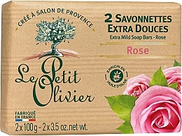 Extra Mild Soap with Rose Extract - Le Petit Olivier 2 extra mild soap bars Rose — photo N2