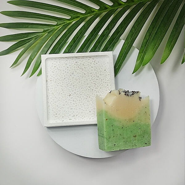 Rectangular Diatomite Soap Dish, White - Yeye — photo N2