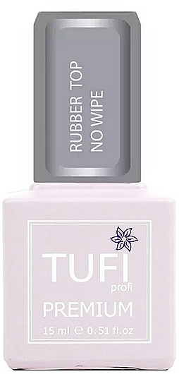 No Wipe Rubber Top Coat, 15 ml - Tufi Profi Premium Rubber Top No Wipe — photo N1