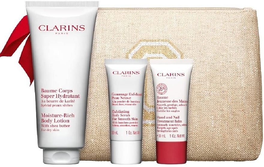 Set - Clarins Body Care Essentials Set (b/lot/200 ml + b/scr/30 ml + h/balm/30 ml + bag) — photo N2