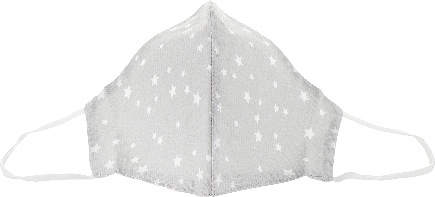 Protective Fabric Mask, grey with small stars, size M - Gioia — photo N1