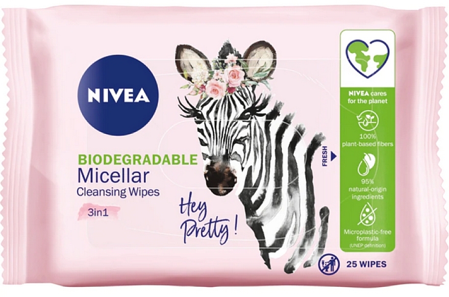 Biodegradable Makeup Remover Micellar Wipes, 25 pcs - Nivea Biodegradable Micellar Cleansing Wipes 3 In 1 — photo N3