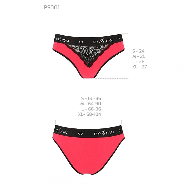 Panties with Wide Elastic Band & Lace, PANTIES, PS001, red/black - Passion — photo N3