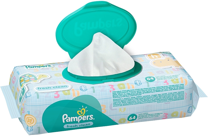 Baby Wet Wipes 'Fresh Clean', with flap, 64pcs - Pampers — photo N3