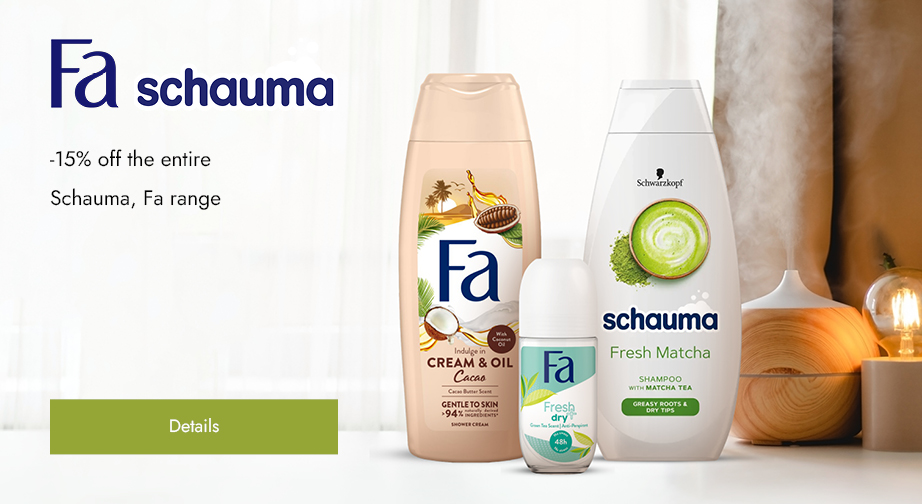 -15% off the entire Schauma, Fa range. Prices on the site already include a discount.