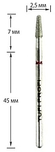 Diamond Nail Drill Bit 'Cone', hemispherical end 197 025R, 2.5 mm, red mark - Tufi Profi Premium — photo N2