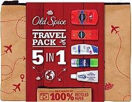 Fragrances, Perfumes, Cosmetics Set - Old Spice Travel Pack 5 in 1 (sh/f/100ml + sh/gel/50ml + deo/50g + shm/90ml + t/paste/15ml)