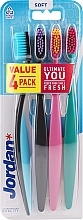 Fragrances, Perfumes, Cosmetics Soft Toothbrush, 4 pcs, black+pink+turquoise - Jordan Ultimate You Soft Toothbrush