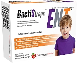 Ear, Nose and Throat Infections Prevention Strawberry Dietary Supplement - BactiStreps — photo N1