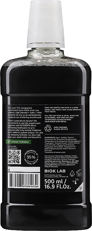 Mouthwash "Whitening" - Ecodenta Extra Whitening Mouthwash With Black Charcoal — photo N4