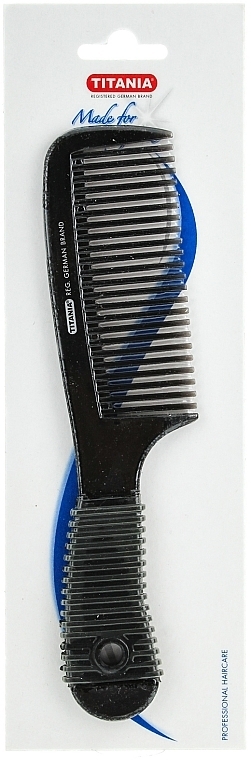 Hair Comb with Rubber Handle 20 cm, black - Titania — photo N1