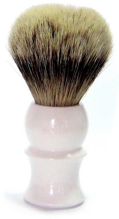 Badger Bristles Shaving Brush, white, plastic - Golddachs — photo N1