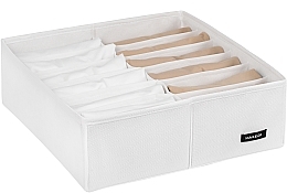 Fragrances, Perfumes, Cosmetics Storage Organiser with 12 Compartments 'Home', white 30x30x10 cm - MAKEUP Drawer Underwear Organizer White
