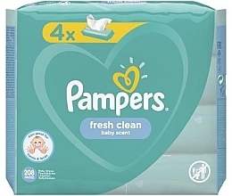 Baby Wet Wipes "Baby Fresh Clean", 4x52 pcs - Pampers Natural Clean Wipes — photo N1
