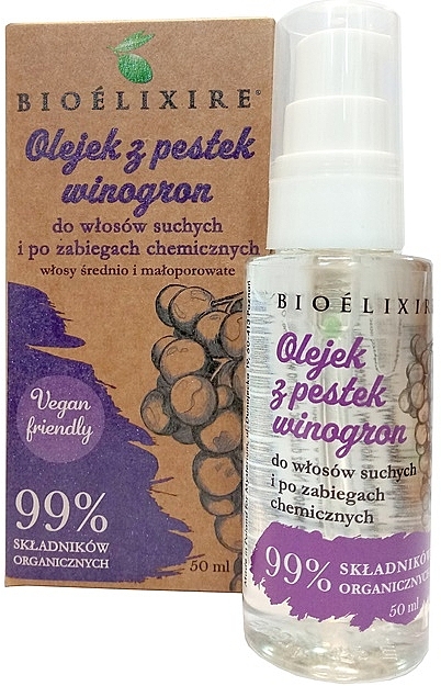 Grape Seed Oil for Dry Hair - Bioelixire — photo N1