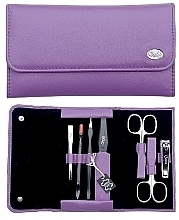 Summer Folding Manicure Set, 7 pcs, purple case - Credo Solingen Luxurious — photo N1