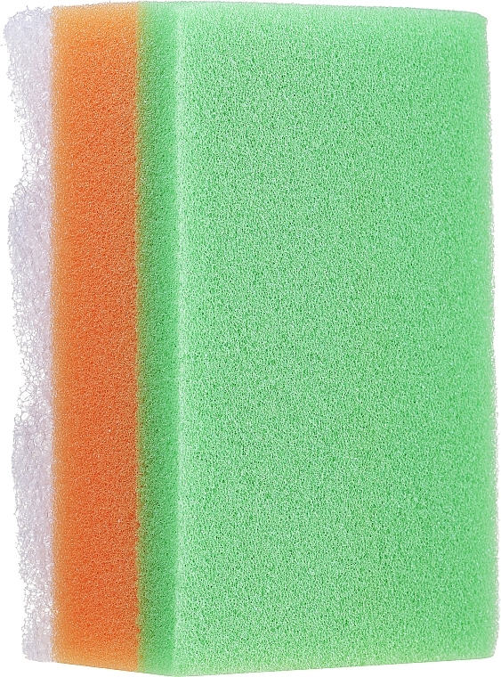 Rectangle Bath Sponge, light green-orange-white - Ewimark — photo N1