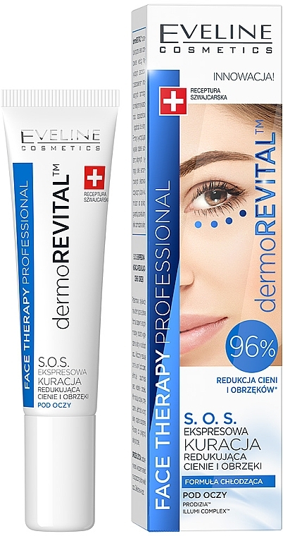 Express Anti Dark Circles & Puffiness Eye Serum - Eveline Cosmetics Face Therapy Professional SOS DermoRevital — photo N1