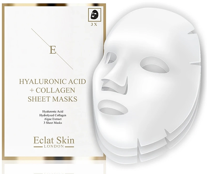 Set - Eclat Skin London Hyaluronic Acid & Collagen (f/mask/2x3pcs) — photo N2