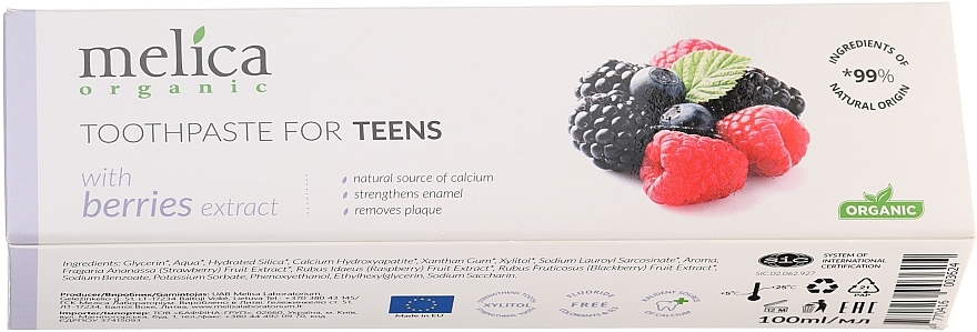 Berry Mix Teen Toothpaste, 6-14 yr - Melica Organic Toothpaste For Teens With Berries Extract — photo N1