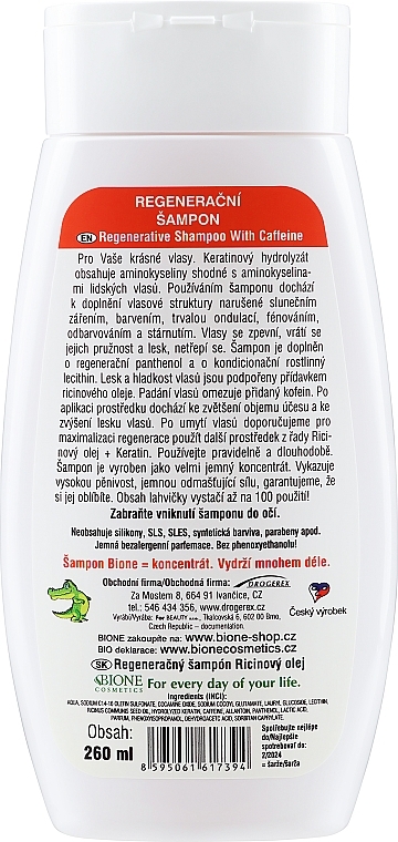 Deep Regeneration Shampoo for Damaged Hair - Bione Cosmetics Keratin + Castor Oil — photo N2