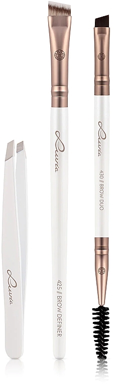 Eye & Brow Brush Set with Tweezers - Luvia Cosmetics Prime Brow Kit Prime Vegan — photo N1