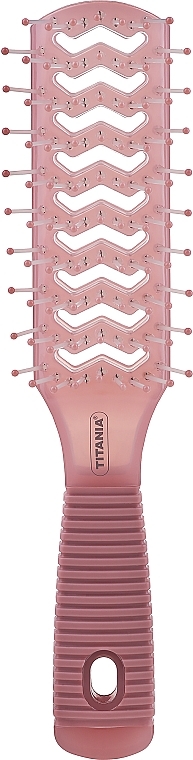 Narrow Blow Dry Massage Hair Brush, 9-row, pink - Titania — photo N1