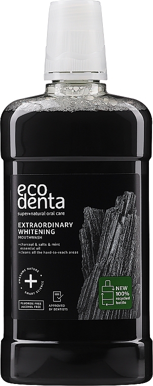 Mouthwash "Whitening" - Ecodenta Extra Whitening Mouthwash With Black Charcoal — photo N1