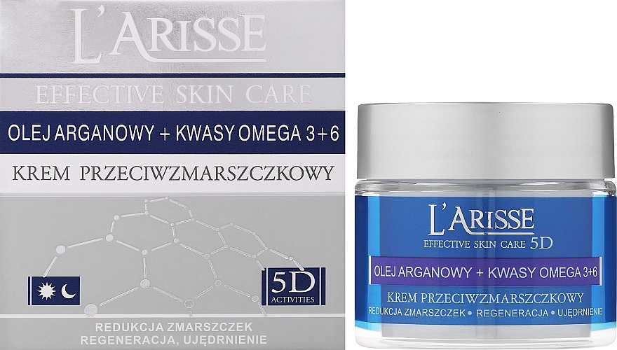 Argan Oil and Omega 3+6 Anti-Wrinkle Cream - Ava Laboratorium L'Arisse 5D Anti-Wrinkle Cream Agran Oil & Omega 3+6 — photo N1