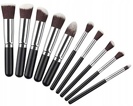 Fragrances, Perfumes, Cosmetics Makeup Brush Set, black and silver, 10 pcs - Beauty Design