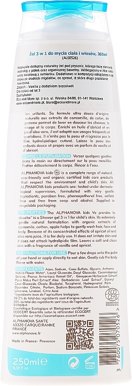 Cleansing Hair & Body Gel - Alphanova Kids Shower Gel 3in1 — photo N2