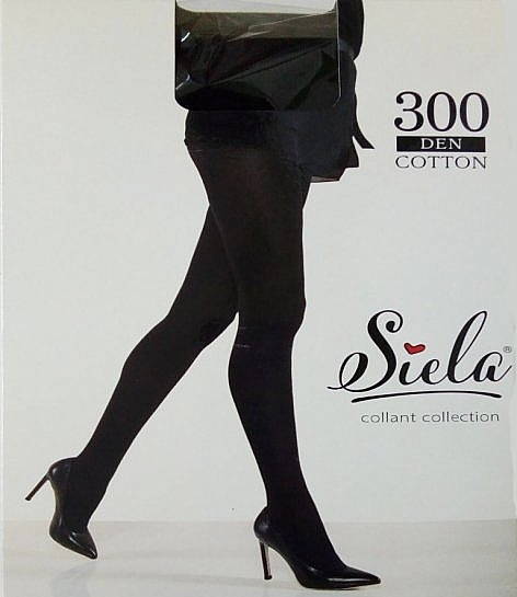 Tights "Cotton", 300 Den, nero - Siela — photo N1