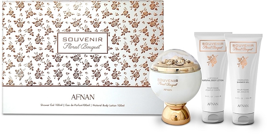 Afnan Perfumes Souvenir Floral Bouquet - Set (edp/100ml + sh/gel/100ml + b/lot/100ml) — photo N1