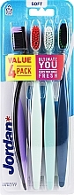 Soft Toothbrush, 4 pcs, black-purple + white + mint + blue - Jordan Ultimate You Soft Toothbrush — photo N1