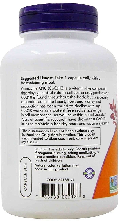 Coenzyme Q10, 180 capsules - Now Foods CoQ10 with Hawthorn Berry — photo N3