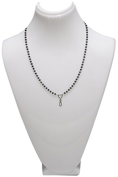 Necklace, black stones, silver - Lolita Accessoires — photo N1