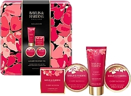 Fragrances, Perfumes, Cosmetics Set - Baylis & Harding Boudoire Cherry Blossom Luxury Pamper Tin Gift Set (sh/cr/50 ml + butter/50 ml + h/cr/50 ml + soap/50 g)